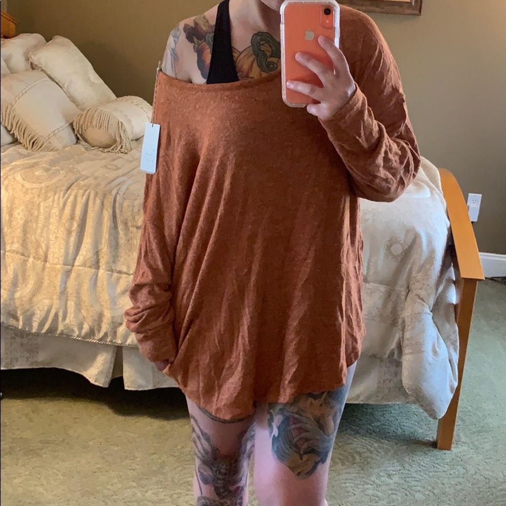 Rust Colored Scoop-Neck Sweater